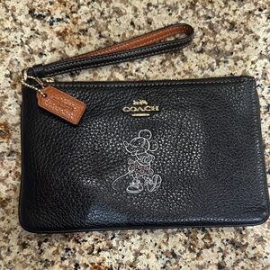 Coach Black Wristlet with Minnie Mouse Design
